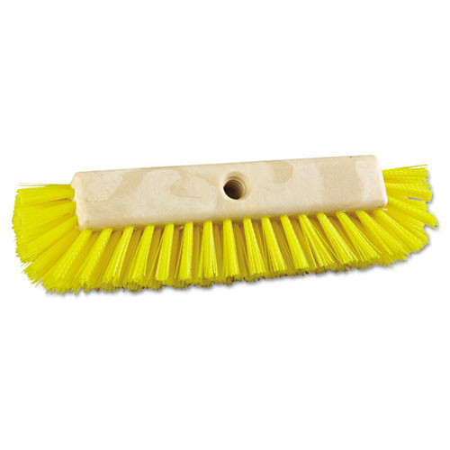 Boardwalk Dual-surface Scrub Brush, Yellow Polypropylene Bristles, 10" Brush, Plastic Handle