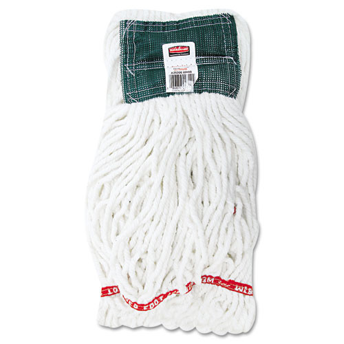 Rubbermaid Web Foot Shrinkless Looped-end Wet Mop Head, Cotton/synthetic, Medium, White, 6/carton