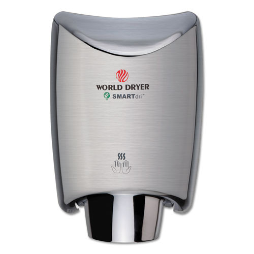 World Dryer Smartdri Hand Dryer, Brushed Stainless Steel