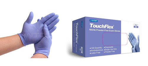 Basic TouchFlex Disposable Nitrile Exam Gloves, Powder Free & Latex Free, 100/Box, 10/Boxes Per Carton (1,000/Gloves)