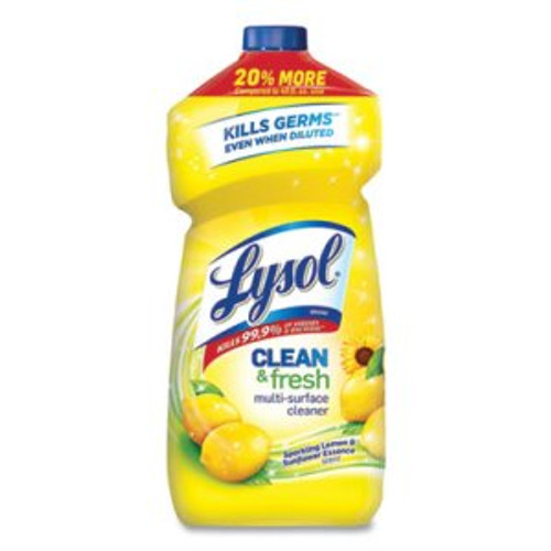 Lysol Clean and Fresh Multi-Surface Cleaner Sparkling Lemon and Sunflower Essence, 48 oz Bottle, 9/Carton