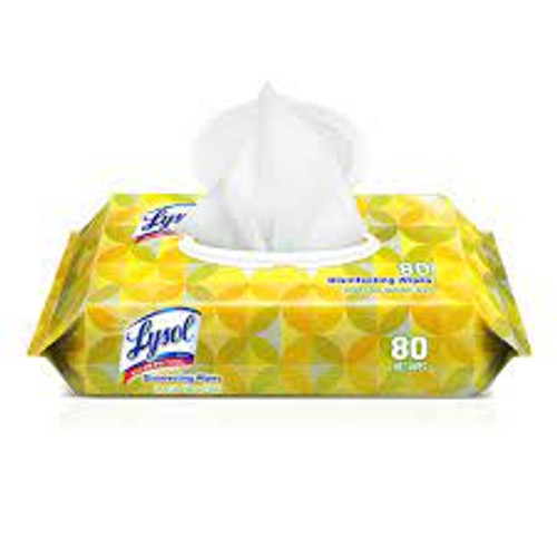 Lysol® Disinfecting Wipes, Lemon And Lime Blossom, 80 Wipes Per Flat Pack, 6/Carton