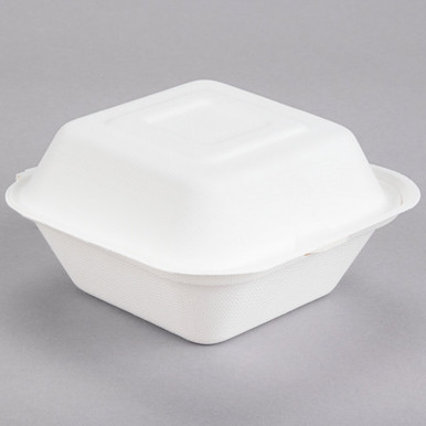 6 Solo Bare Sugarcane Biodegradable Take Out Container Hinged Clamshell,  Compostable, Ivory EcoFriendly