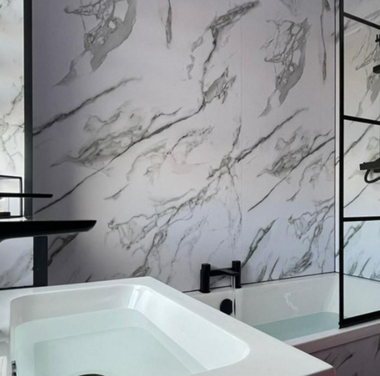 Carrara Marble Grey White Premium Shower Panel - 1 Metre | Wet Wall Works