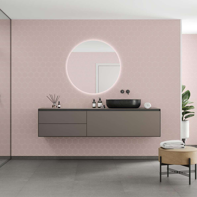 Fibo Hexagonal Dusky Pink Wall Panel Wet Wall Works