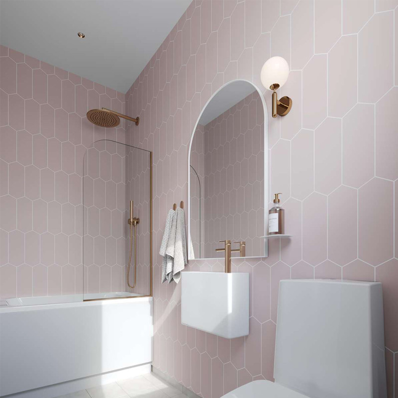 Fibo Urban Elongated Hexagonal Dusky Pink Wall Panel | Wet Wall Works