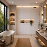  Large Square White Silk Tile Shower Panel - 600mm