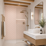  PVC Chevron Dusky Pink Matt Tile Shower Panel - 600mm (