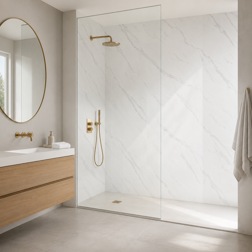 White Marble Boniguard Matt Shower Panel - 1 Metre