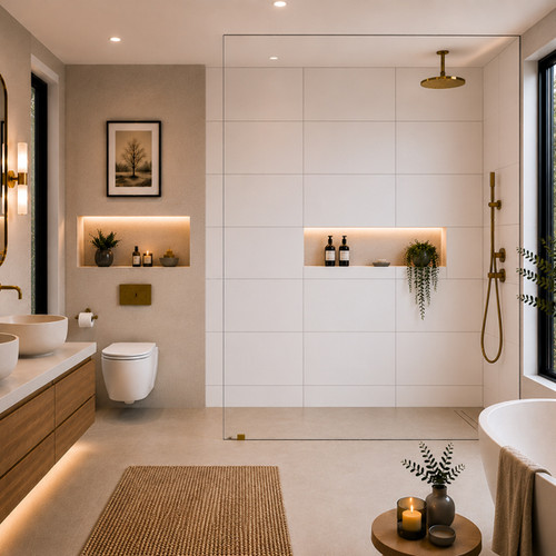 White Silk Tile Shower Panel - 600mm