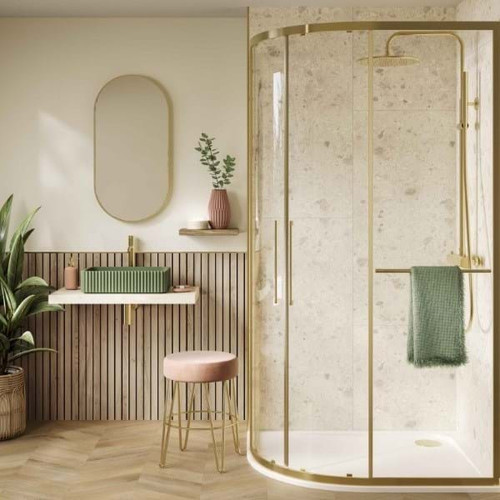 Multipanel White Terrazzo XL Offset Tile Shower Panel