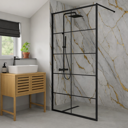 Gold White Marble Matt Shower Panel - 1 Metre