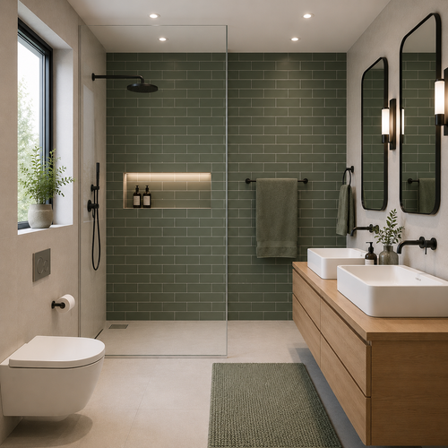  PVC Metro Emerald Matt Tile Shower Panel - 600mm (2 Pack)