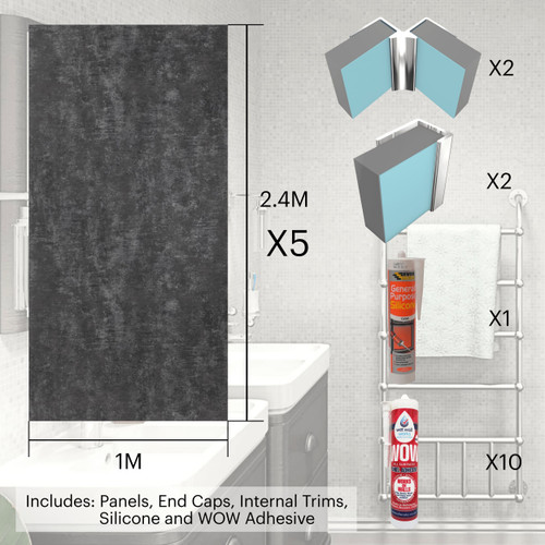 Premium 5 x 1 Metre Panels, Trim & Adhesive Package