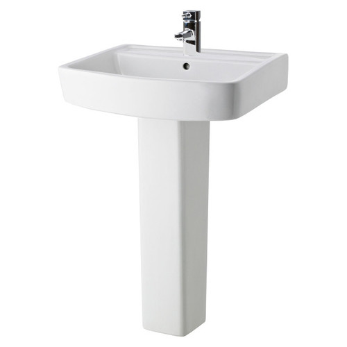 Square 600mm Basin with 1 Tap Hole and Full Pedestal (CBL010)