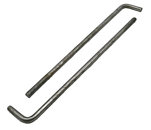 1/2-13 X 16 STAINLESS STEEL L-ANCHOR BOLT 2 HOOK 2 THREAD GRADE 304 (18-8)