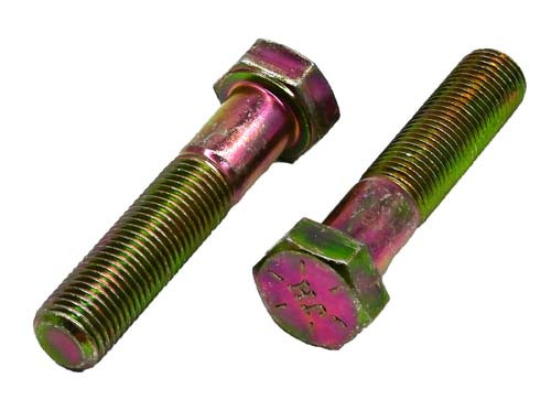 3/8-24 X 2 ZINC/YELLOW HEX HEAD BOLT GRADE 8