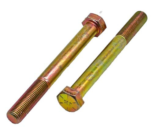 3/8-24 X 3-1/2 ZINC/YELLOW HEX HEAD BOLT GRADE 8