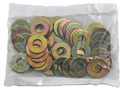 3/8 ZINC/YELLOW USS (LARGE) FLAT WASHER GRADE 8 / BAG QUANTITY: 100 PIECES