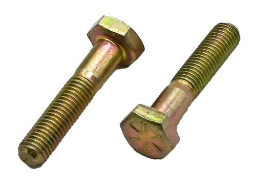 1/4-28 X 1-1/4 ZINC/YELLOW HEX HEAD BOLT GRADE 8