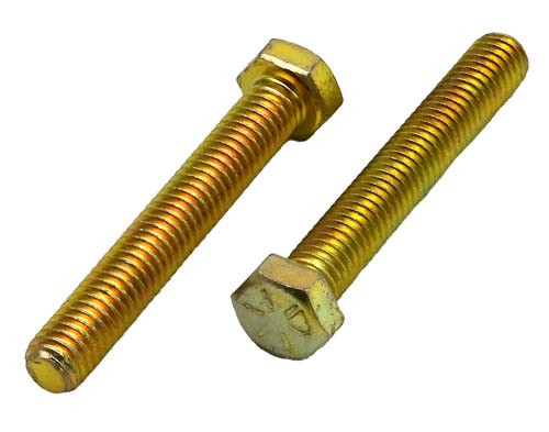 1/4-20 X 1-1/4 ZINC/YELLOW FULL THREAD TAP BOLT GRADE 8