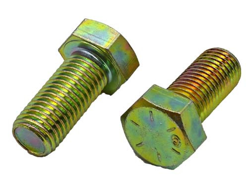 7/8-9 X 2 ZINC/YELLOW HEX HEAD BOLT GRADE 8