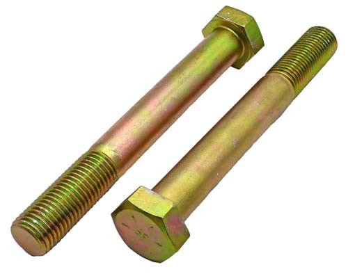 1-1/4 -7 X 12 ZINC/YELLOW HEX HEAD BOLT GRADE 8