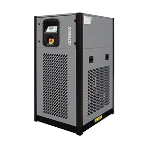 Refrigerated compressed air dryer in a black cabinet with digital controller