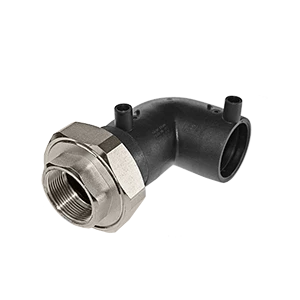 Threaded elbow fitting with a chrome union nut