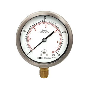 Stainless steel dial pressure gauge with bottom brass connection