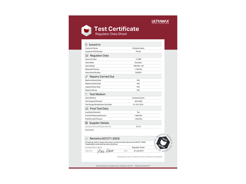 Ultramax Regulator Certification | HNERCERT-03