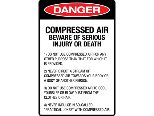 Ultramax CAS003 - Danger - Compressed Air beware of serious injury or death | CAS003