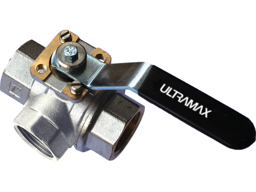 Ultramax 3-Way Brass Ball Valve (PN10) ISO 5211 Direct Mounting - L Port | BV3WL40