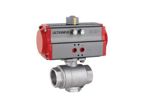 Ultramax 3 Way - Ball Valves Double Acting Pneumatic T- Port (Nickel Plated Brass Body) | BVTAP50T