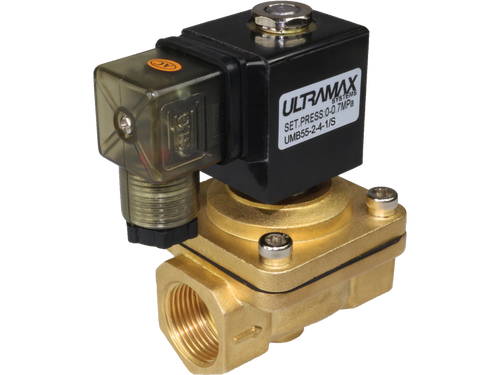 Ultramax Direct Acting Solenoid Valve Brass Body - Normally Closed (N.C) - Teflon - 110V AC | UMB55-3-8-2/T
