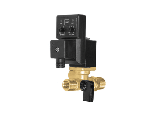 1/2" 110V AC Combo Solenoid Drain Valve with Filter Ball Valve, Analogue Timer | DVE-110V-PS-12