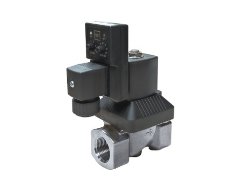 1 1/4" 24V AC Timed Electronic Condensate Drain Valve - 304 Stainless Steel NPT, Analogue Timer | DVE-24VA-114SS-NPT