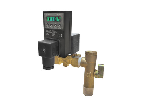 1/4" 230V AC Combo Solenoid Drain Valve with Filter Ball Valve NPT, Digital Timer | DVEC-230V-14-DIG-NPT
