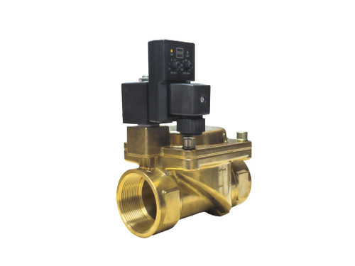 2" 415V AC High Pressure Electronic Condensate Drain Valve - Brass 80 Bar NPT, Analogue Timer | DVE-415V-80B-20-NPT