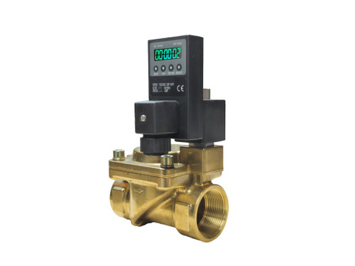 1 1/2" 230V AC Timed Electronic Condensate Drain Valve - Brass NPT, Digital Timer | DVE-230V-112-NPT-DIG