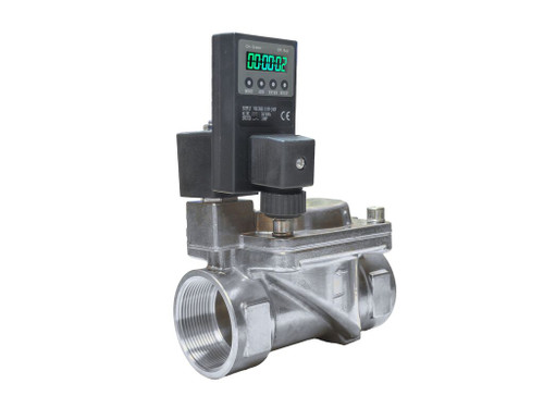2" 230V AC Timed Electronic Condensate Drain Valve - 304 Stainless Steel NPT, Digital Timer | DVE-230V-20SS-NPT-DIG