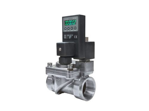 1 1/2" 24V DC Timed Electronic Condensate Drain Valve - 304 Stainless Steel NPT, Digital Timer | DVE-24VD-112SS-NPT-DIG