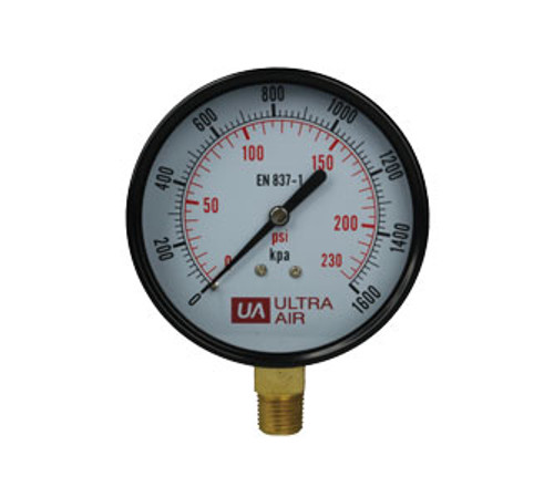 UltraAir Pressure Gauge - Bottom Entry 100 x 3/8"