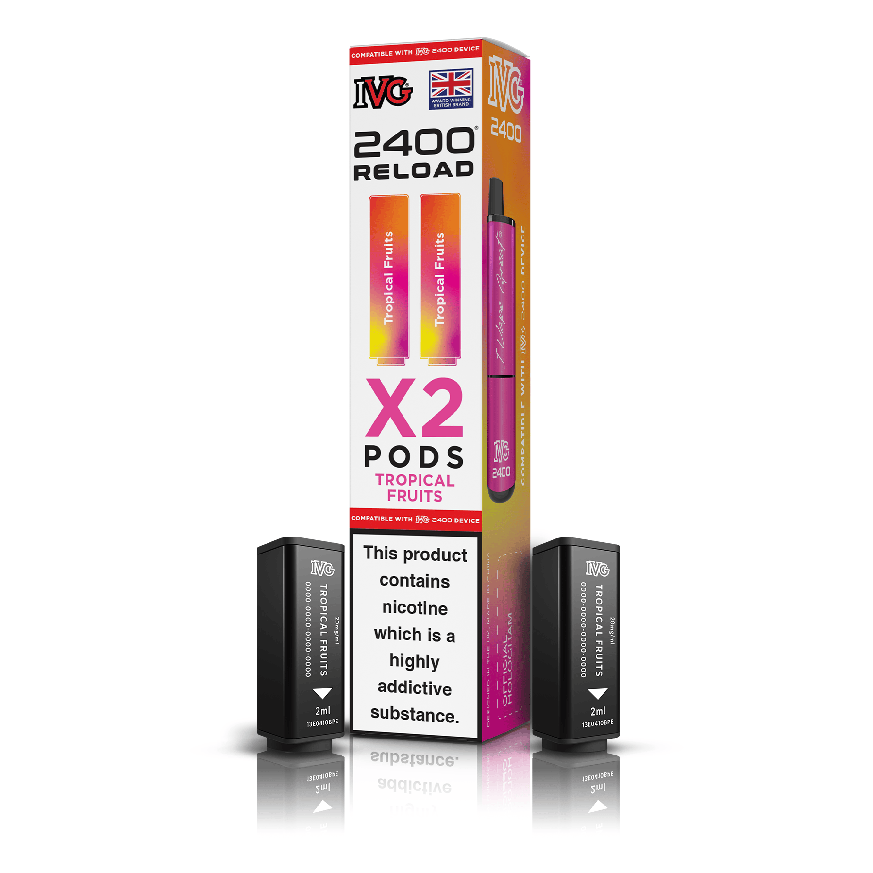 IVG 2400 Reload X2 Tropical Fruits Pods Vaporizers & Electronic Cigarettes IVG
