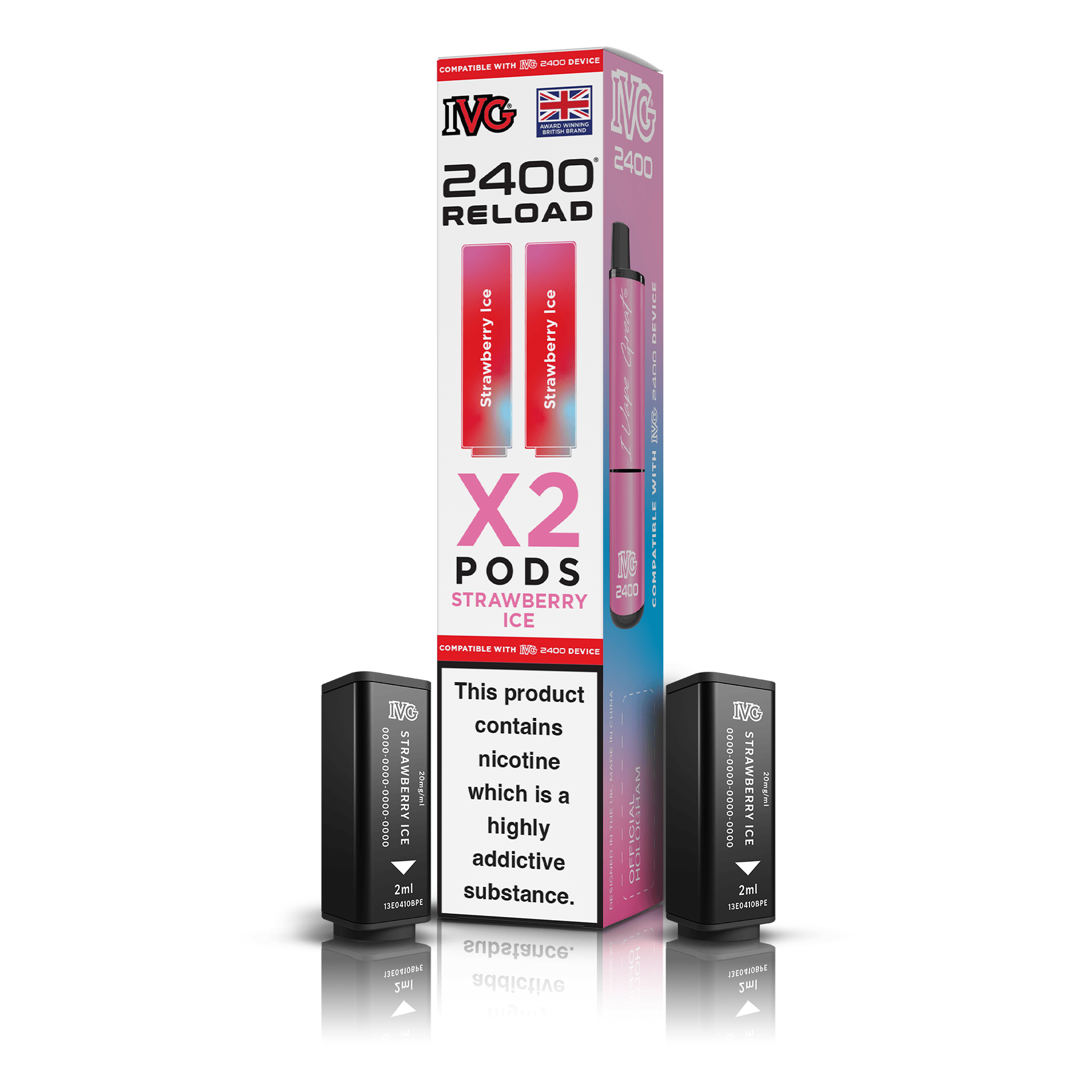 IVG 2400 Reload X2 Strawberry Ice Pods Vaporizers & Electronic Cigarettes IVG