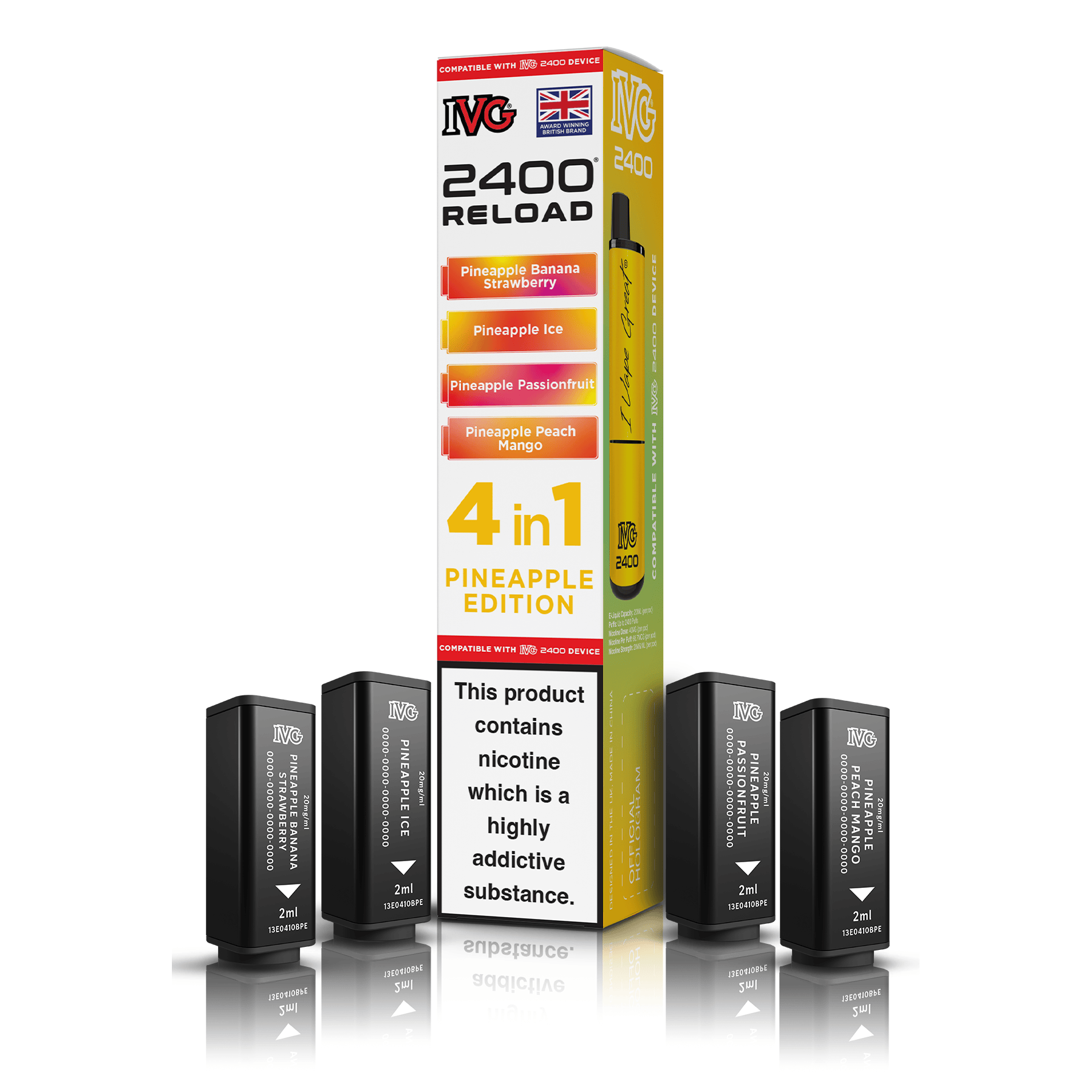 IVG 2400 Reload 4-in-1 Pineapple Edition Pods Vaporizers & Electronic Cigarettes IVG