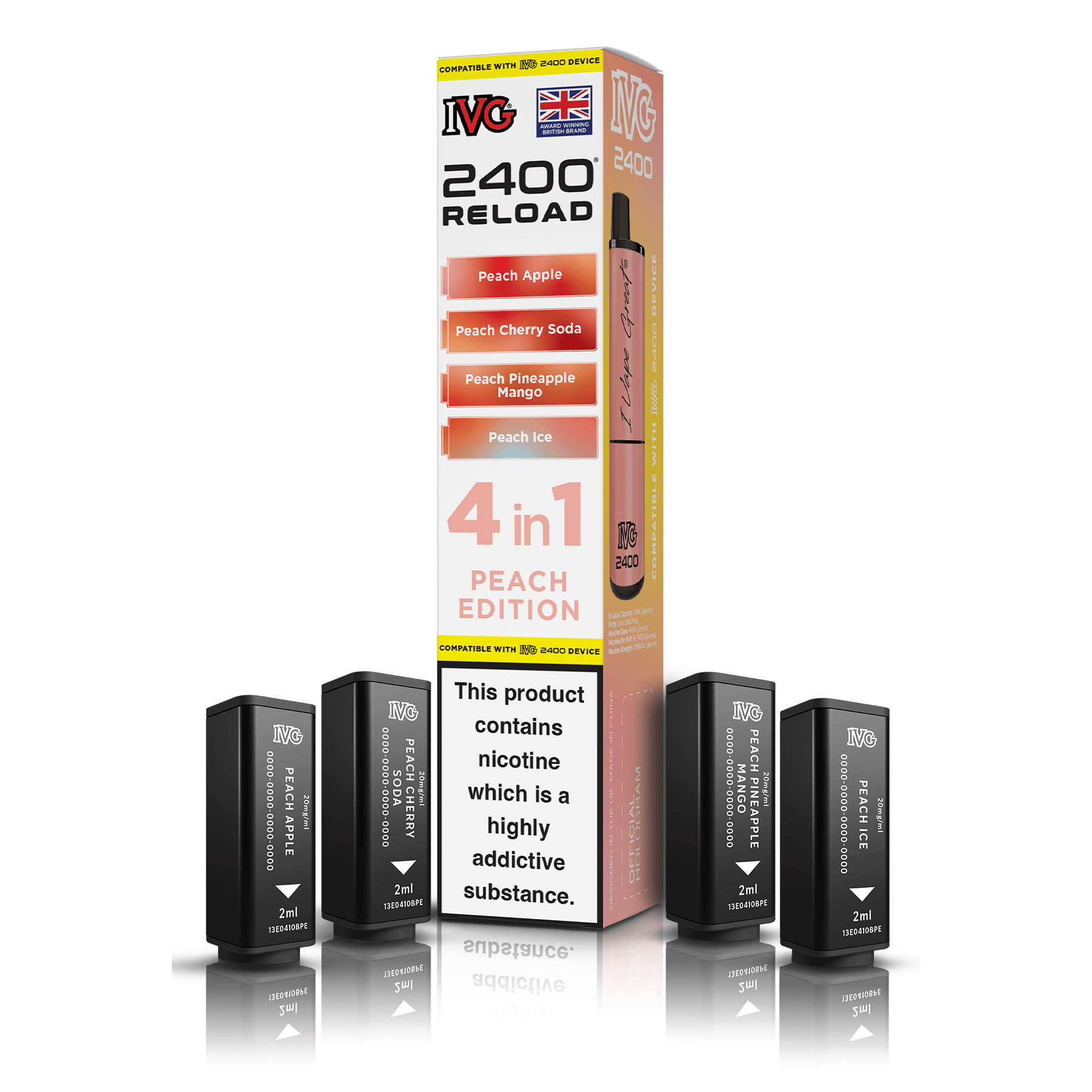 IVG 2400 Reload 4-in-1 Peach Edition Pods Vaporizers & Electronic Cigarettes IVG