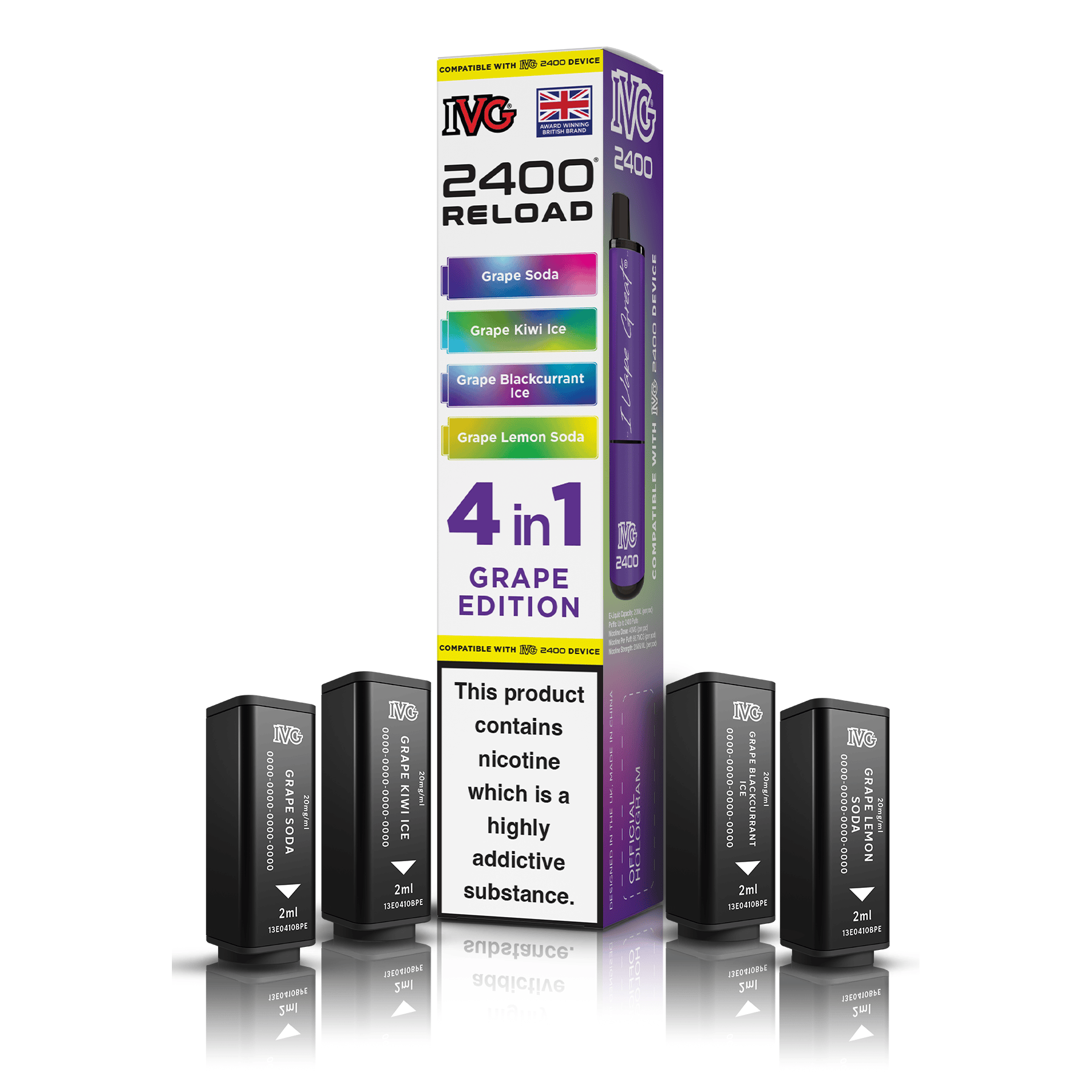 IVG 2400 Reload 4-in-1 Grape Edition Pods Vaporizers & Electronic Cigarettes IVG