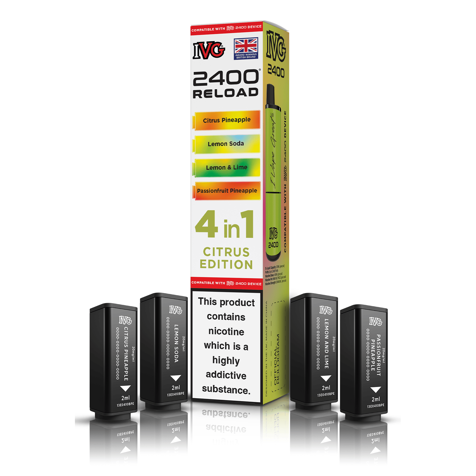 IVG 2400 Reload 4-in-1 Citrus Edition Pods Vaporizers & Electronic Cigarettes IVG