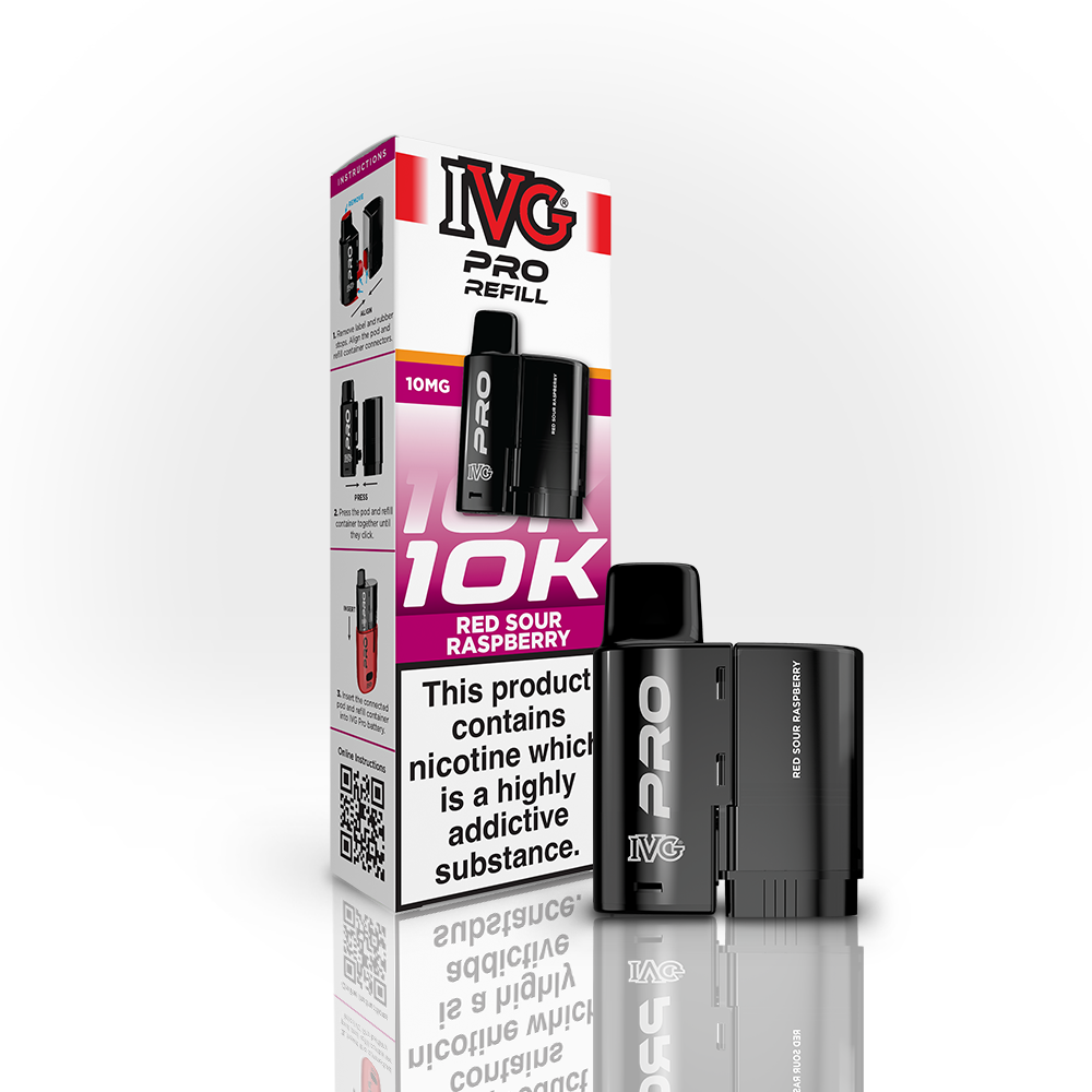 IVG PRO Red Sour Raspberry 10mg Refill Pod